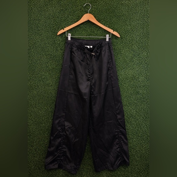 adidas Pants - NWT Adidas Originals Women's Satin Cargo Pants HF2098 Black Wide Leg Baggy S